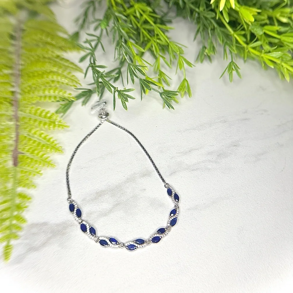 925 sterling silver and Natural Sapphire Bracelet